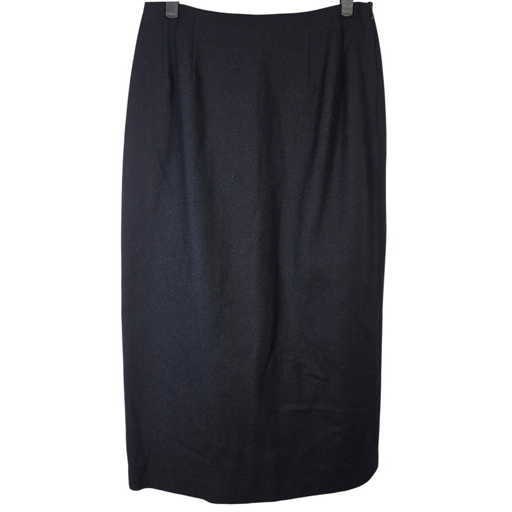 Harve Benard By Bernard Holtzman Black Wool Blend Midi‎ Skirt Size 28